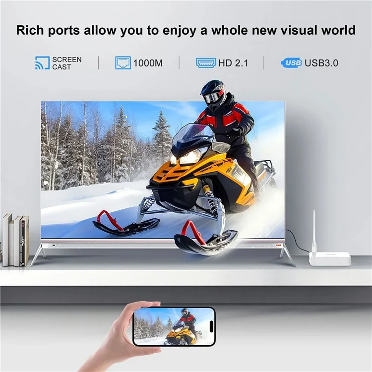 H96 Max M12 8K Ultra HD Android TV Box 4GB RAM 32GB ROM WiFi6 BT5.4 Media Player - UK Plug