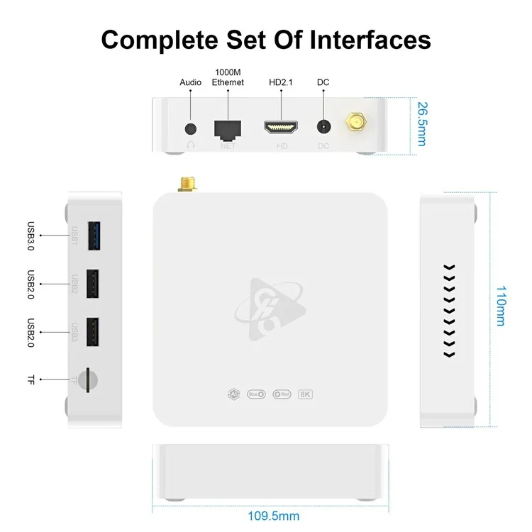 H96 Max M12 8K Ultra HD Android TV Box 4GB RAM 32GB ROM WiFi6 BT5.4 Media Player - UK Plug