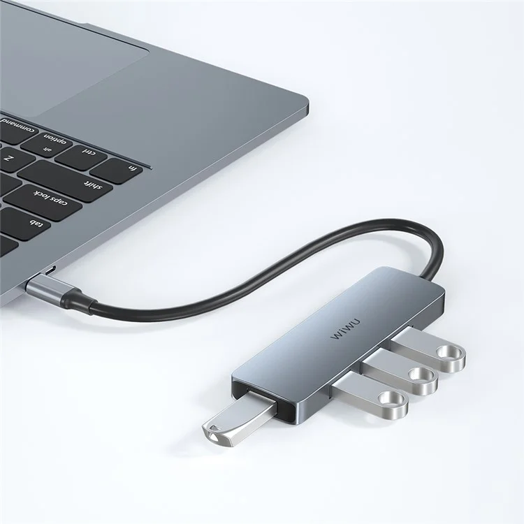 WIWU Alpha 440 Pro Type-C Hub to 4 X USB 3.0 Ports, High Speed Data Transmission Adapter for MacBook