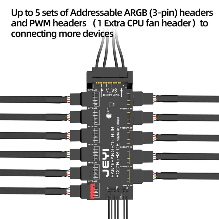 Carte mère PC JEYI 4 broches Moyeu de ventilateur de contrôle de la vitesse ajustable PWM Alimenté par SATA