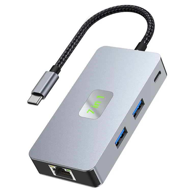 Adaptador de concentrador Type-C de 2402 puertos múltiples a 2xUSB 3.2+HD+2xLector de tarjetas+PD 100W+RJ45 2.5Gbps Ethernet