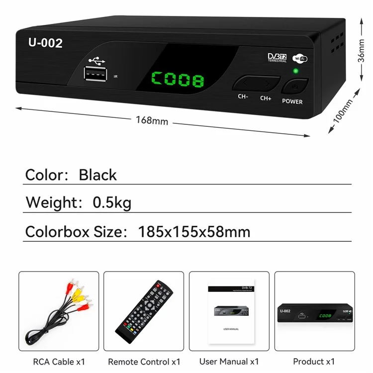 H.264 DVB-T2 U-002 WiFi TV Box Smart 1080P TV Box - US Plug