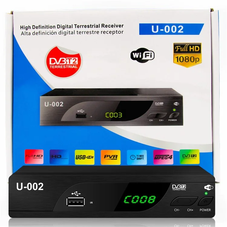 H.264 DVB-T2 U-002 WiFi TV Box Smart 1080P TV Box - US Plug