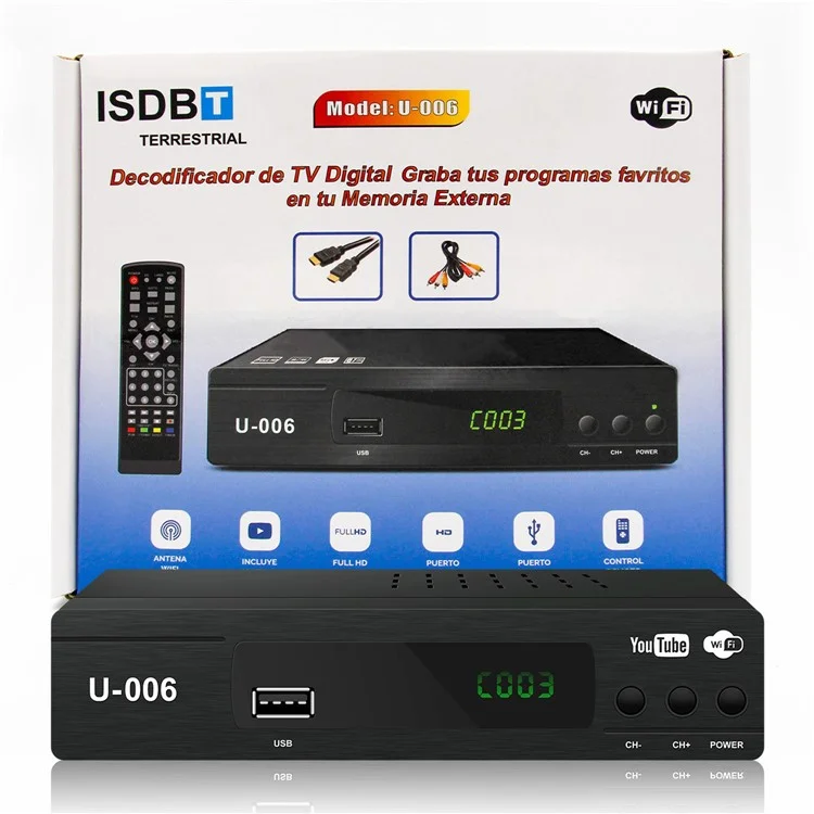 ISDB-T STB U-006 Home Smart TV Box Sunplus 1508C 1080P WiFi Set Top Box Media Player - US Plug