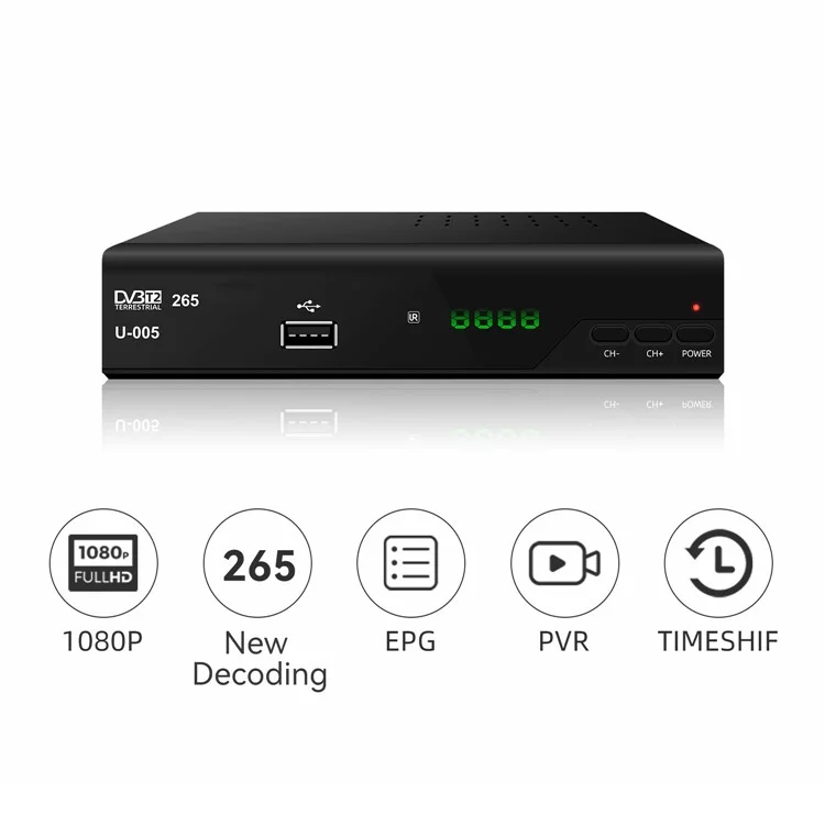 H265 DVB-T2 U-005 512MB 10Bit Smart Home TV Set-Top Box 1080P HD WiFi Media Player - Enchufe de EE. UU.