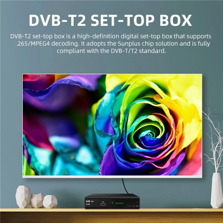 H265 DVB-T2 U-005 512MB 10Bit Smart Home TV Set-Top Box 1080P HD WiFi Media Player - Enchufe de EE. UU.