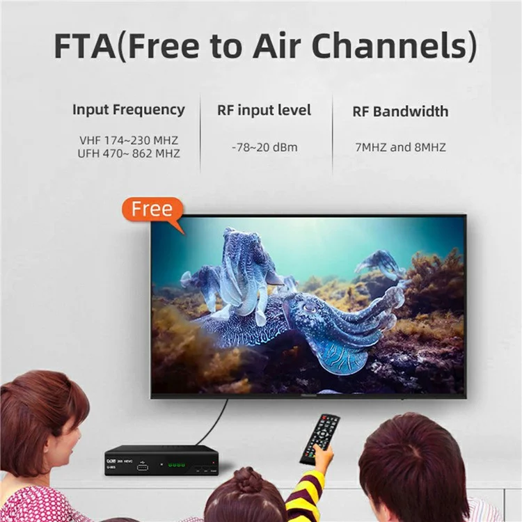 H265 DVB-T2 U-005 512MB 10Bit Smart Home TV Set-Top Box 1080P HD WiFi Media Player - Enchufe de EE. UU.