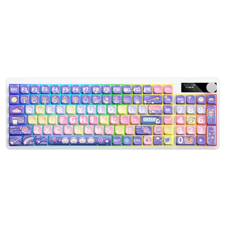 IBLANCOD YK100 Bluetooth-compatible / Wired / 2.4G Wireless Keyboard RGB Backlit 101-Key Mechanical Keyboard with Display Screen - Candy Planet