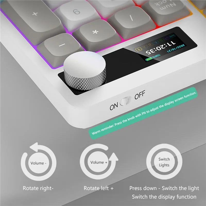 IBLANCOD YK100 Bluetooth-compatible / Wired / 2.4G Wireless Keyboard RGB Backlit 101-Key Mechanical Keyboard with Display Screen - Candy Planet