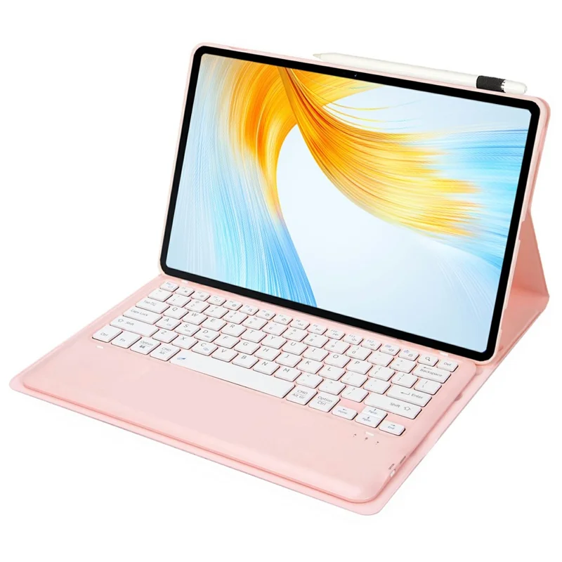 AM24 For Lenovo Tab P12 Ultra-Thin Leather Tablet Stand Cover + Bluetooth-compatible Keyboard - Pink