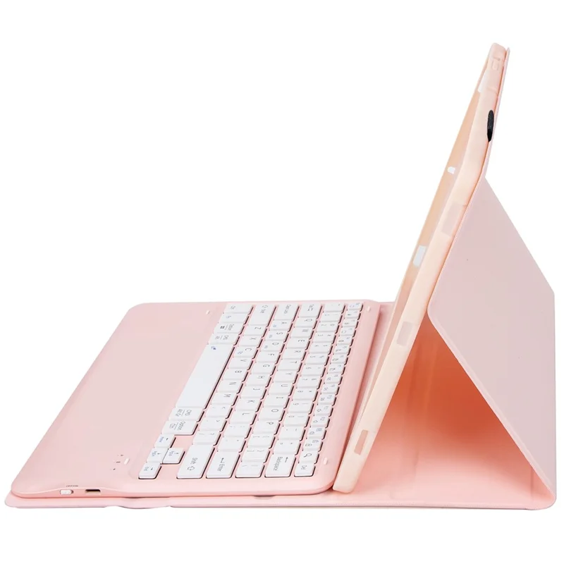 AM24 For Lenovo Tab P12 Ultra-Thin Leather Tablet Stand Cover + Bluetooth-compatible Keyboard - Pink
