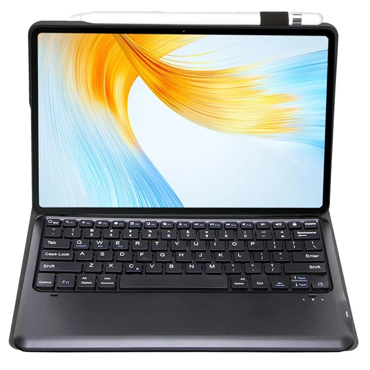 AM24 Para Lenovo Tab P12 Tapa de Soporte de Tableta de Cuero Ultra Delgado + Teclado Bluetooth - Negro