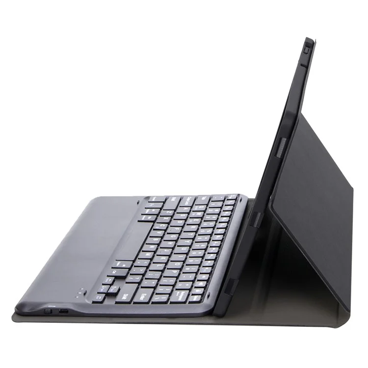 AM24 Para Lenovo Tab P12 Tapa de Soporte de Tableta de Cuero Ultra Delgado + Teclado Bluetooth - Negro
