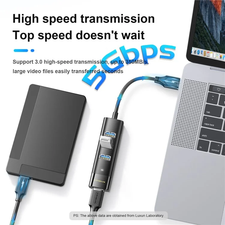 MINDPURE US023 Hub de 1,5 m à 4 ports USB 3.0 pour station d'accueil d'ordinateur portable à haute vitesse