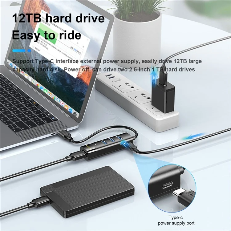 MINDPURE US023 Hub de 1,5 m à 4 ports USB 3.0 pour station d'accueil d'ordinateur portable à haute vitesse