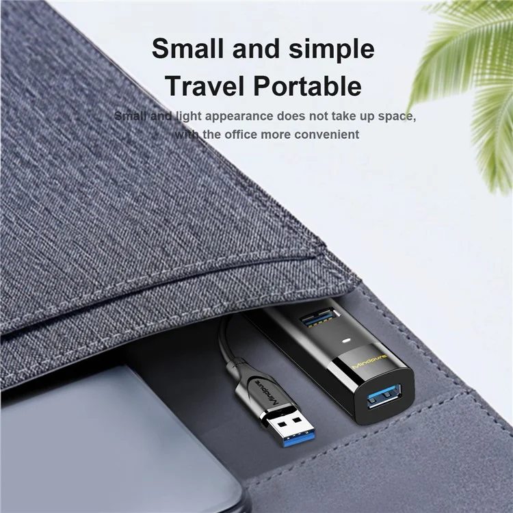 MINDPURE US022 1.5m USB-A a USB 3.0 4-Port Hub Estación de acoplamiento para computadora portátil de transferencia de datos de alta velocidad