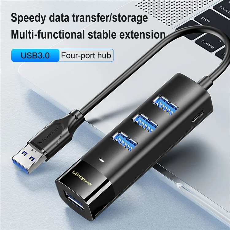 MINDPURE US022 1.5m USB-A a USB 3.0 4-Port Hub Estación de acoplamiento para computadora portátil de transferencia de datos de alta velocidad