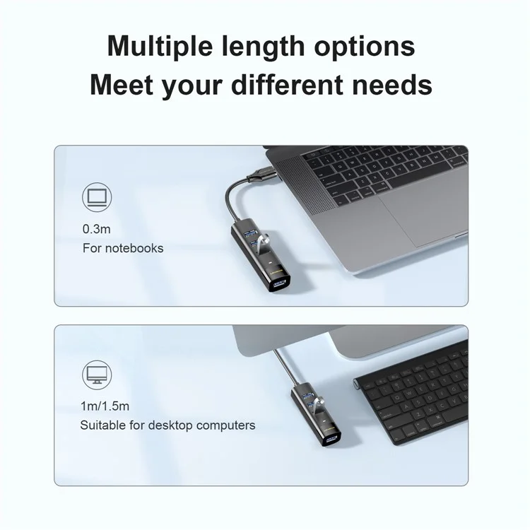 MINDPURE US022 1m USB-A to USB 3.0 4-Port Hub High Speed Data Transfer Laptop Docking Station