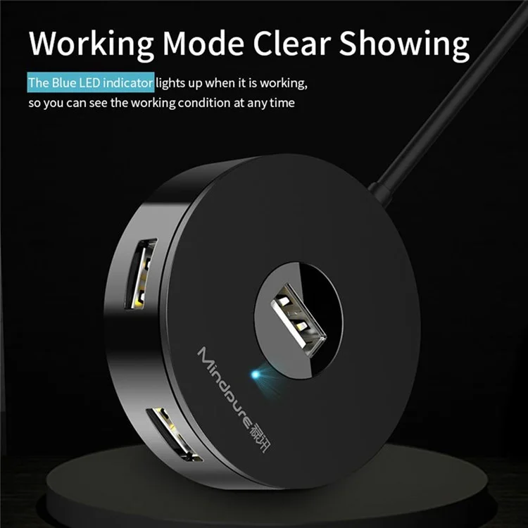 Mindpure US018 0,3m USB à 4 X USB2.0 Adaptateur USB Station D'amarrage USB2.0 - Noir