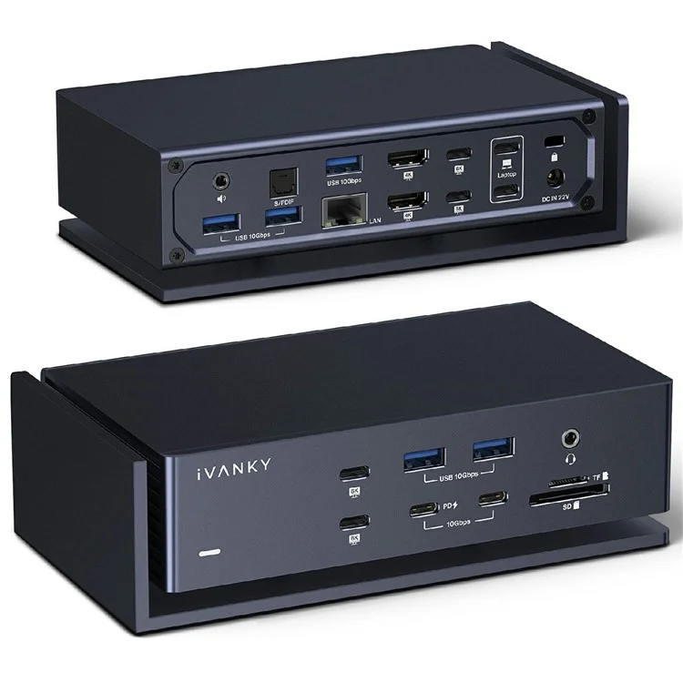 IVANKY 22-in-1 Quad Display 6K 60Hz Thunderbolt 4 Docking Station for MacBook Pro, USB-A + Type-C + RJ45 + 3.5mm Audio Port - US Plug