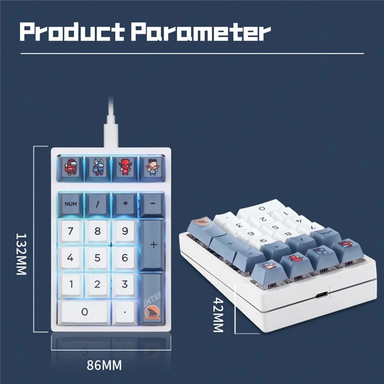 DARMOSHARK K3QMK USB Wired 21 Keys Numeric Keypad Mini Portable RGB Backlight Mechanical Gaming Number Pad  Programmable for Computers