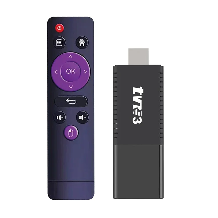 TVR3 Android 13 Streaming Smart TV Stick Quad Core Cortex A53 Support 4K H.265 Netflix Youtube, 1+8GB