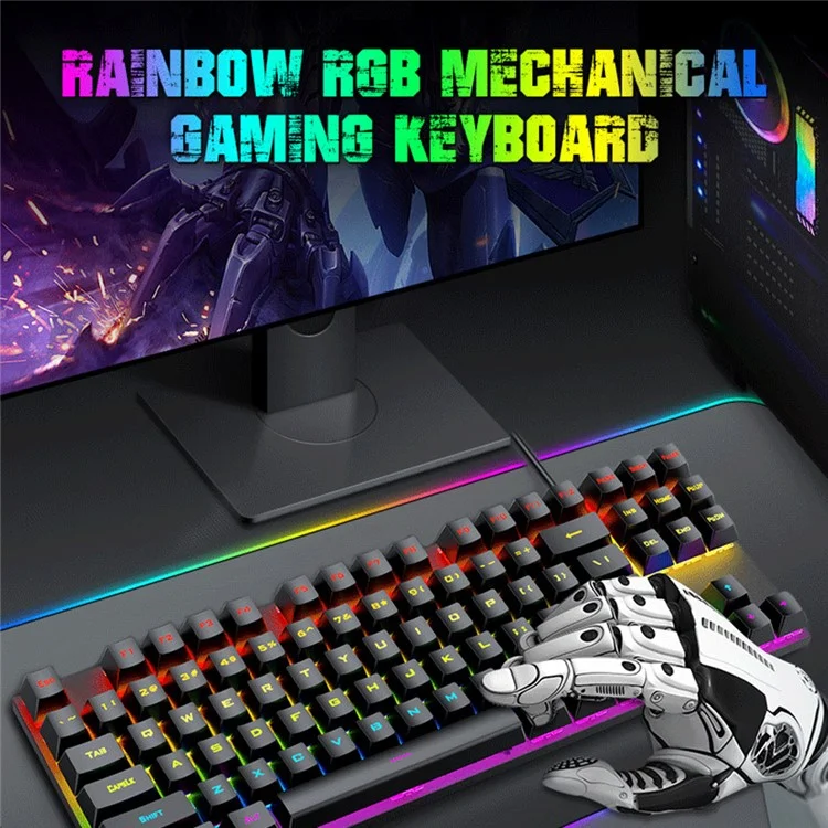 Клавиатура с подсветкой T-WOLF T18 USB Wired с 87 клавишами для компьютерных игр