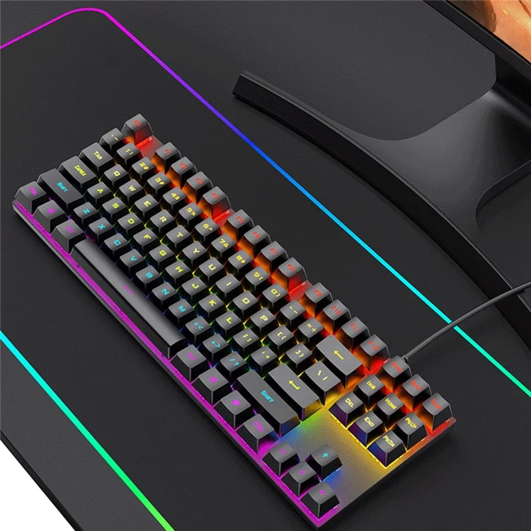 Клавиатура с подсветкой T-WOLF T18 USB Wired с 87 клавишами для компьютерных игр
