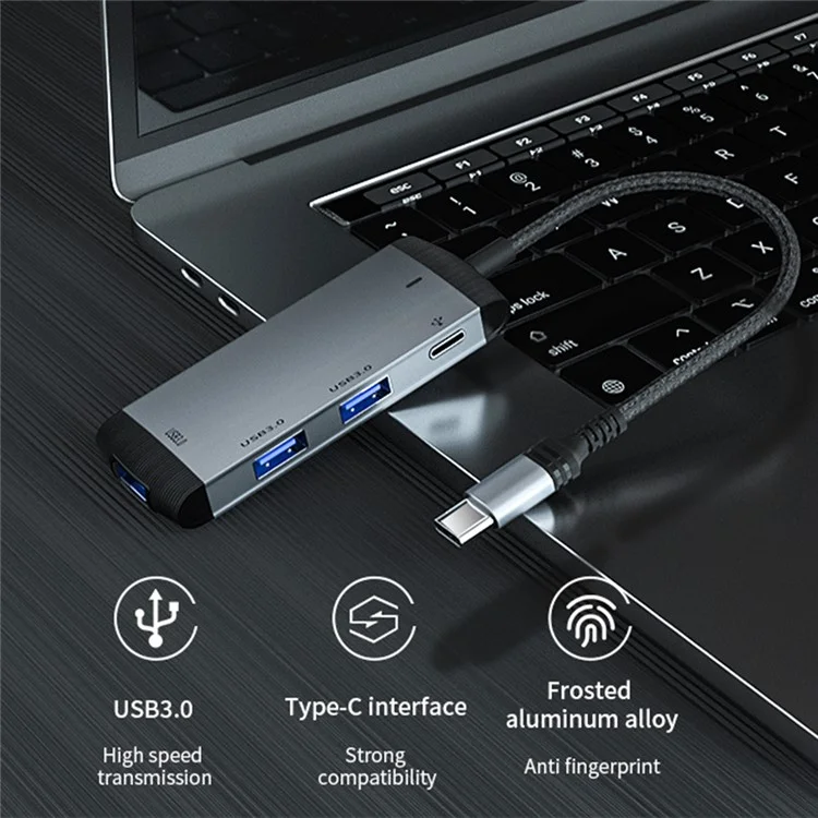 MH375 Адаптер-разветвитель с Type-C на 3xUSB3.0 + аудио порт Type-C