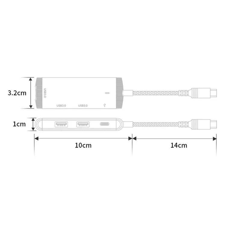 MH375 Адаптер-разветвитель с Type-C на 3xUSB3.0 + аудио порт Type-C