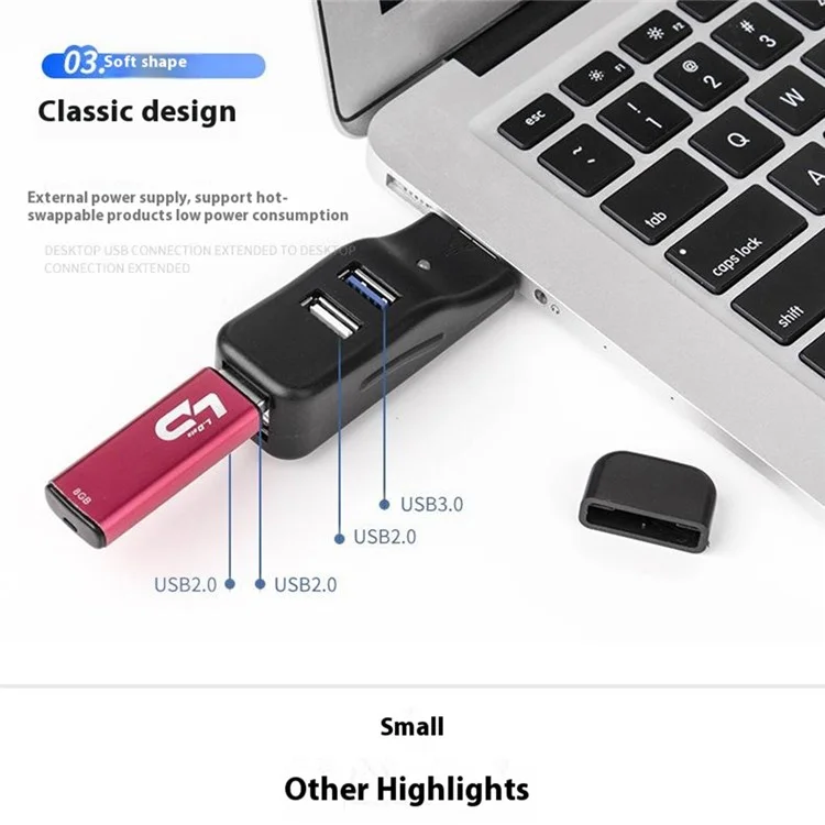 HUB19 Duckbill Form Mini USB Splitter 4-port USB Hub Extender, USB3.0x1 + USB2.0x3