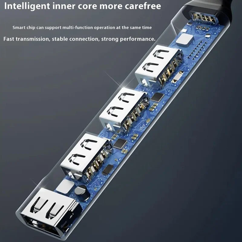 DUDAO A16T 4-Port USB Hub Aluminum Alloy Docking Station, 3x USB 2.0 + 1x USB 3.0 Ports - Type-C Port