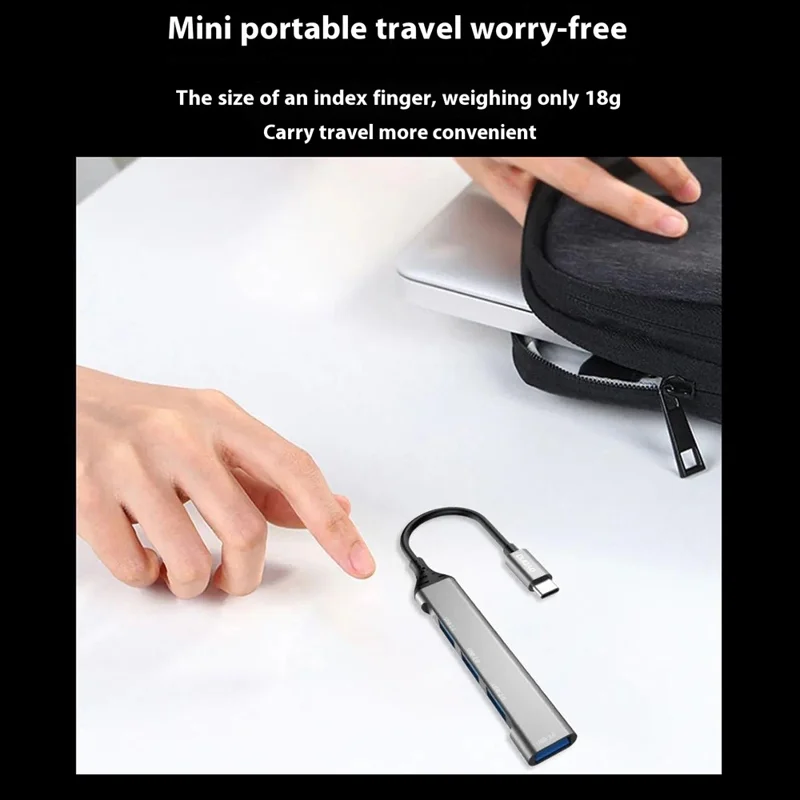 DUDAO A16T 4-Port USB Hub Aluminum Alloy Docking Station, 3x USB 2.0 + 1x USB 3.0 Ports - Type-C Port