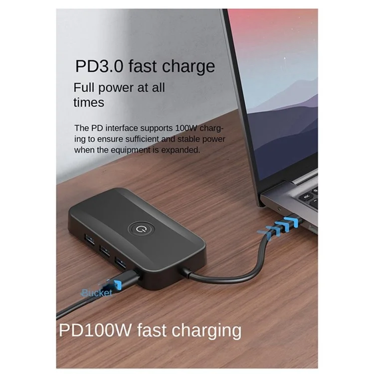 FX-2330 5-in-1 Type-C Hub with PD Charging, 3 USB 3.0 Ports, and 2K UHD Wireless HD