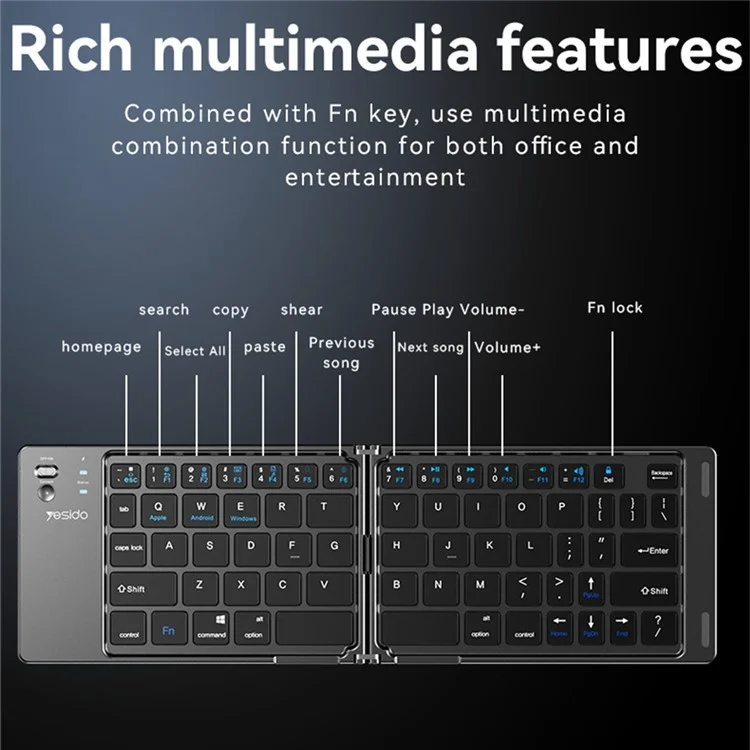 Yesido KB27 Ultra Slim Mini Zweifach Bluetooth-tastatur Für Macos Windows Ios