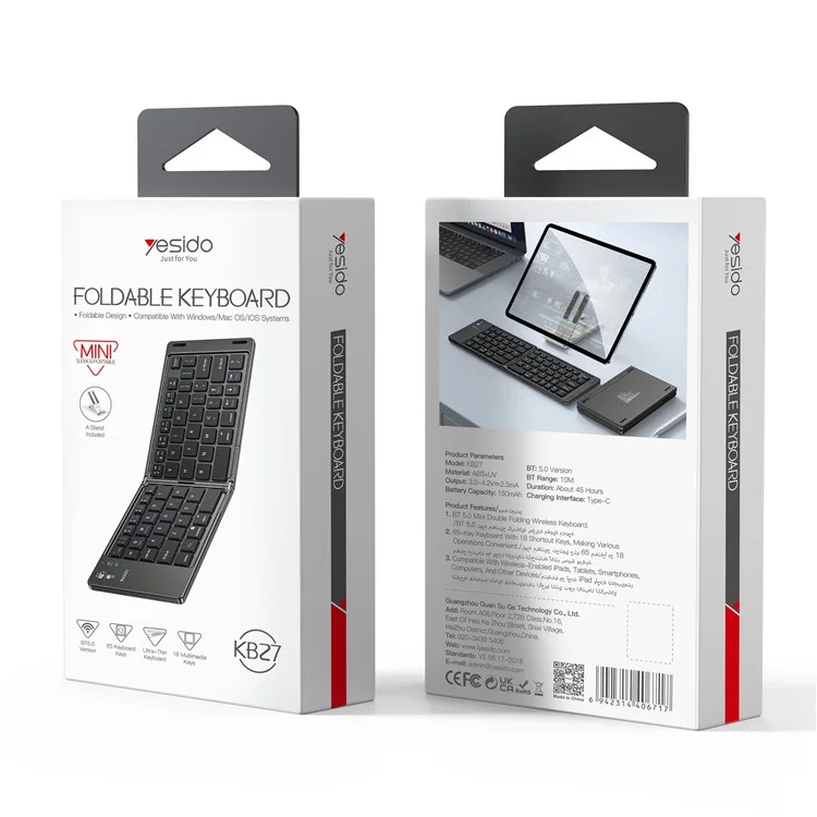 Yesido KB27 Ultra Slim Mini Zweifach Bluetooth-tastatur Für Macos Windows Ios