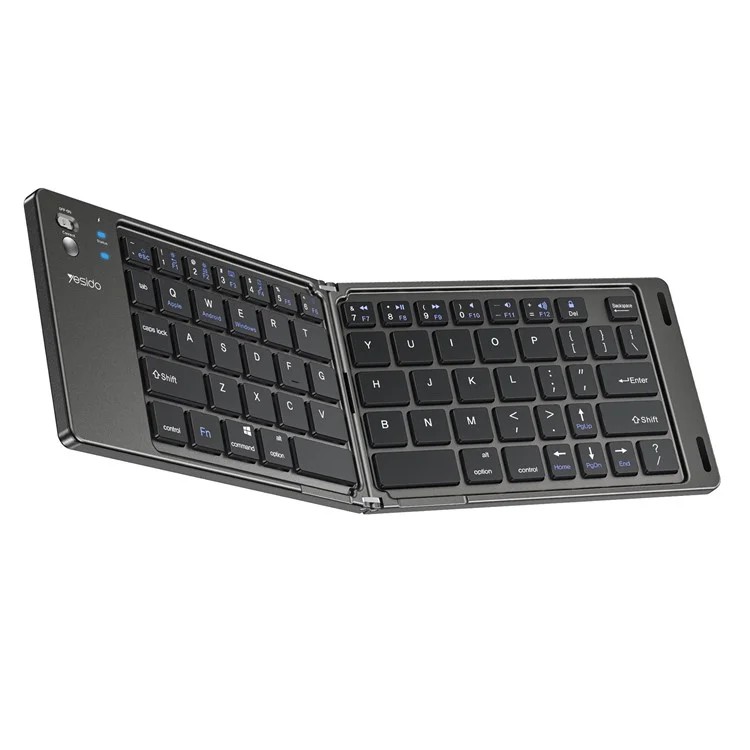 YESIDO KB27 Ultra Slim Mini Two-Fold Bluetooth-compatible Keyboard for Macos Windows Ios, English + Arabic