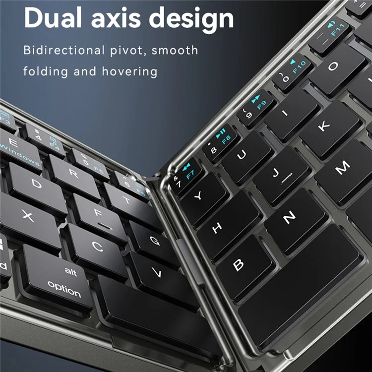 YESIDO KB27 Ultra Slim Mini Two-Fold Bluetooth-compatible Keyboard for Macos Windows Ios, English + Arabic