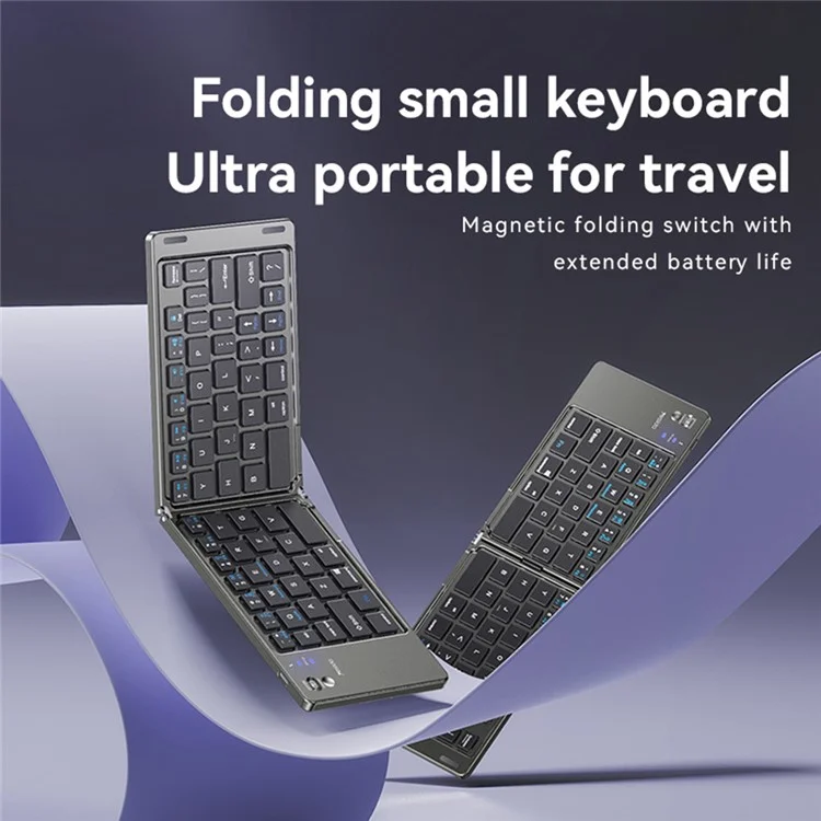 YESIDO KB27 Ultra Slim Mini Two-Fold Bluetooth-compatible Keyboard for Macos Windows Ios, English + Arabic