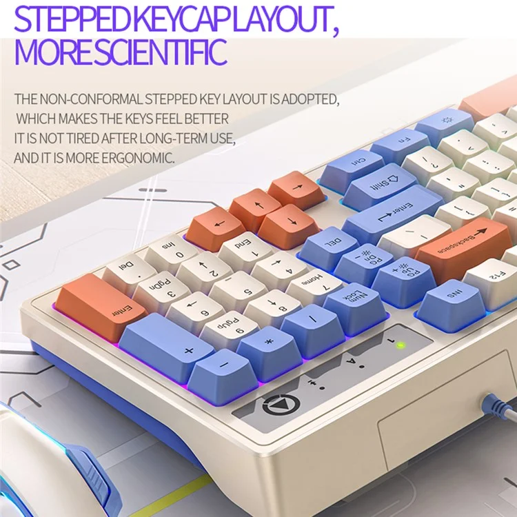 Teclado de juego con retroiluminación con cable USB YINDIAO KM800 de 98 teclas - Morado