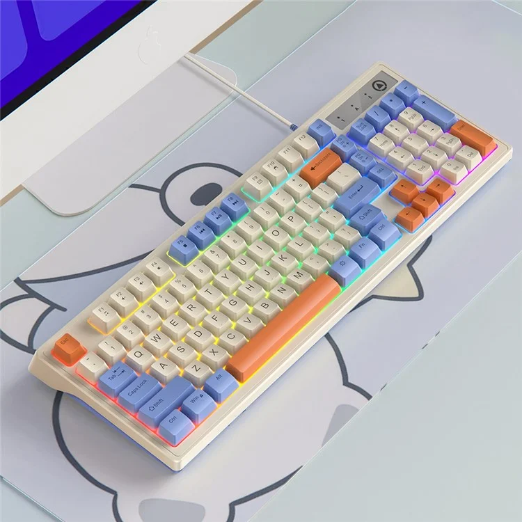 YINDIAO KM800 USB Wired Backlit Gaming Keyboard 98 Keys Computer Keyboard - Blue