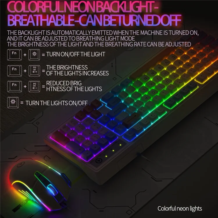 YINDIAO KM800 USB Wired Backlit Gaming Keyboard 98 Keys Computer Keyboard - Blue