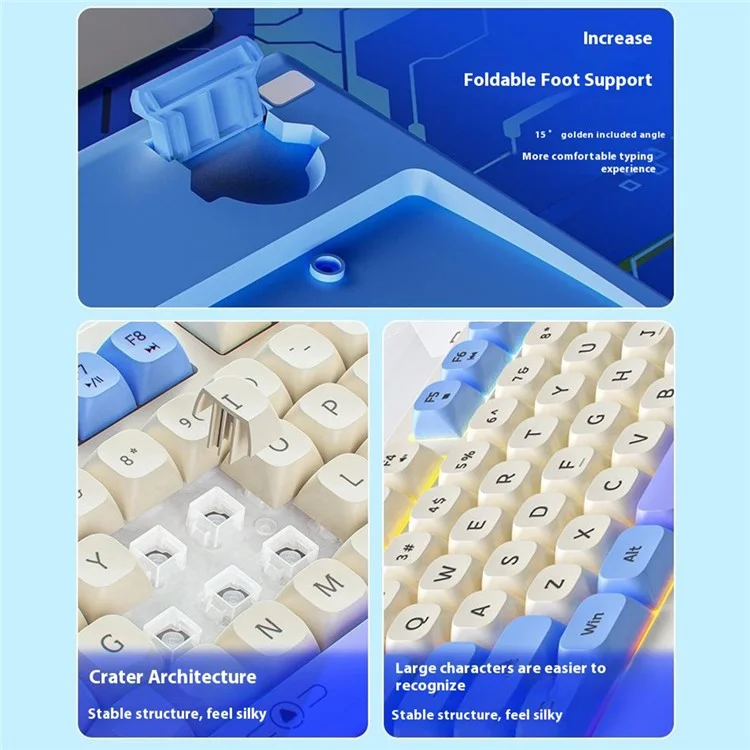 YINDIAO KM900 teclado de juego con retroiluminación USB con cable, 93 teclas, anti-ghosting para ordenador - Morado