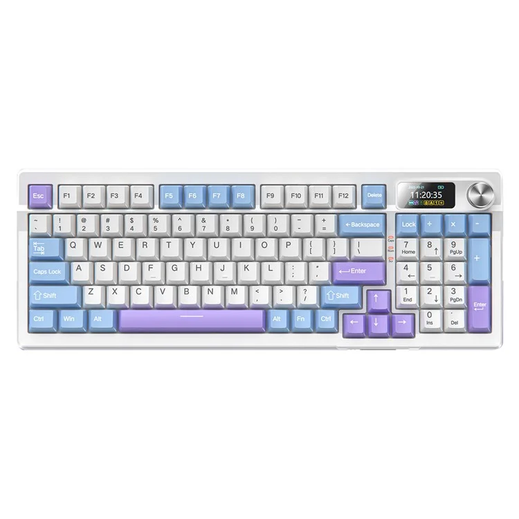 YINDIAO Y95 Teclado Mecânico de Jogo RGB Com Fio/2.4G Sem Fio/Bluetooth 95 Teclas Teclado de Computador - Roxo