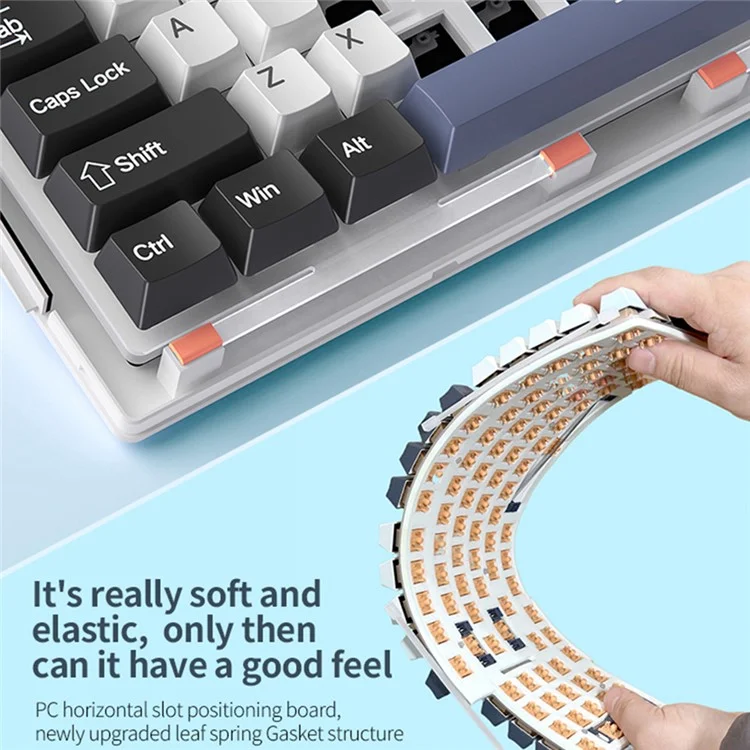 YINDIAO Y95 Teclado Mecânico de Jogo RGB Com Fio/2.4G Sem Fio/Bluetooth 95 Teclas Teclado de Computador - Roxo