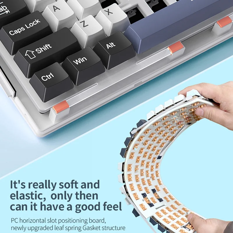 YINDIAO Y95 RGB Mechanical Gaming Keyboard Wired / 2.4G Wireless / Bluetooth-compatible 95 Keys Computer Keyboard - Gold