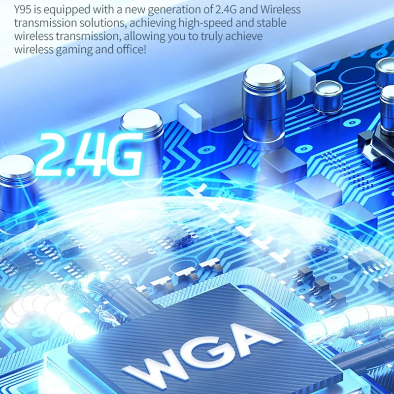 YINDIAO Y95 RGB Mechanical Gaming Keyboard Wired / 2.4G Wireless / Bluetooth-compatible 95 Keys Computer Keyboard - Blue