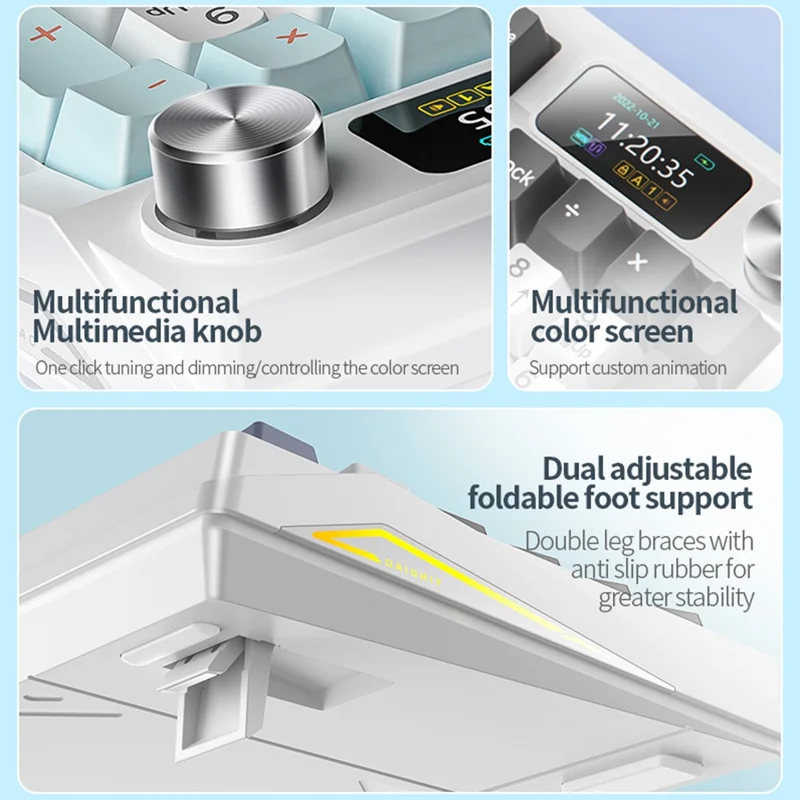 YINDIAO Y95 RGB Mechanical Gaming Keyboard Wired / 2.4G Wireless / Bluetooth-compatible 95 Keys Computer Keyboard - Blue