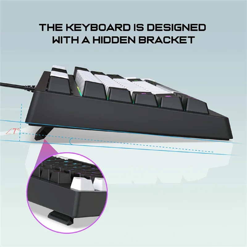 Y-FRUITFUL G69 Gaming Mechanical Feel Keyboard 87 Keys RGB Backlit USB Wired Esports Keyboard - White+Black