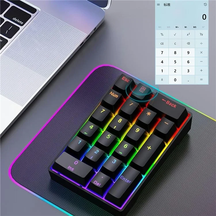 Y-FRUITFUL YF20 Laptop Mechanical Numeric Keypad 20 Keys RGB Backlit Wired External Mini Keyboard - White